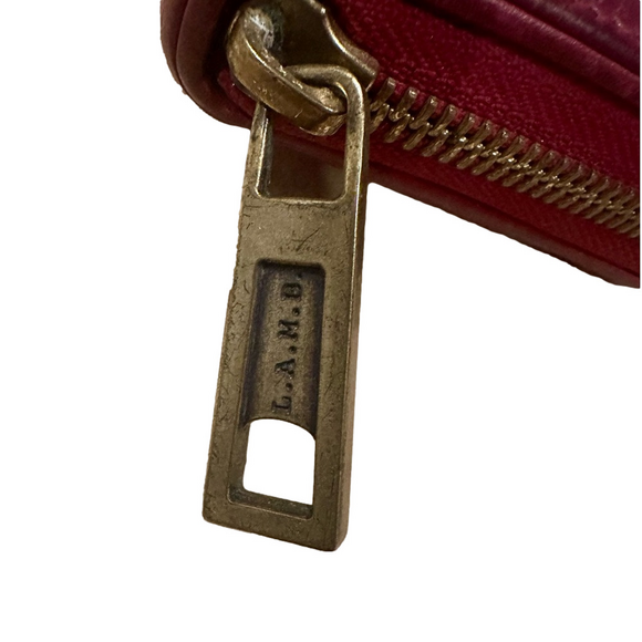 L.A.M.B. by Gwen Stefani Red Leather Zip Around Wallet With Gold Toned Hardware - Picture 7 of 7